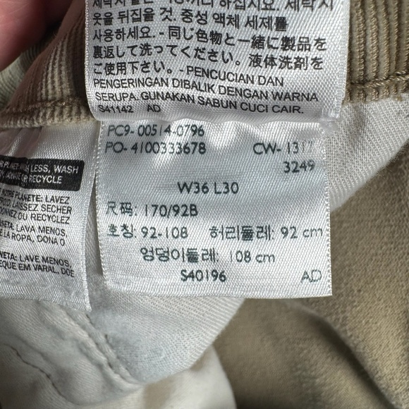 Levis Jeans Mens 36 Tan Corduroy Straight Mid Rise - Picture 3 of 12